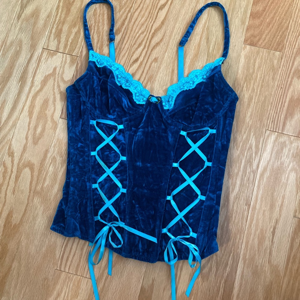Vintage Blue Velvet Corset